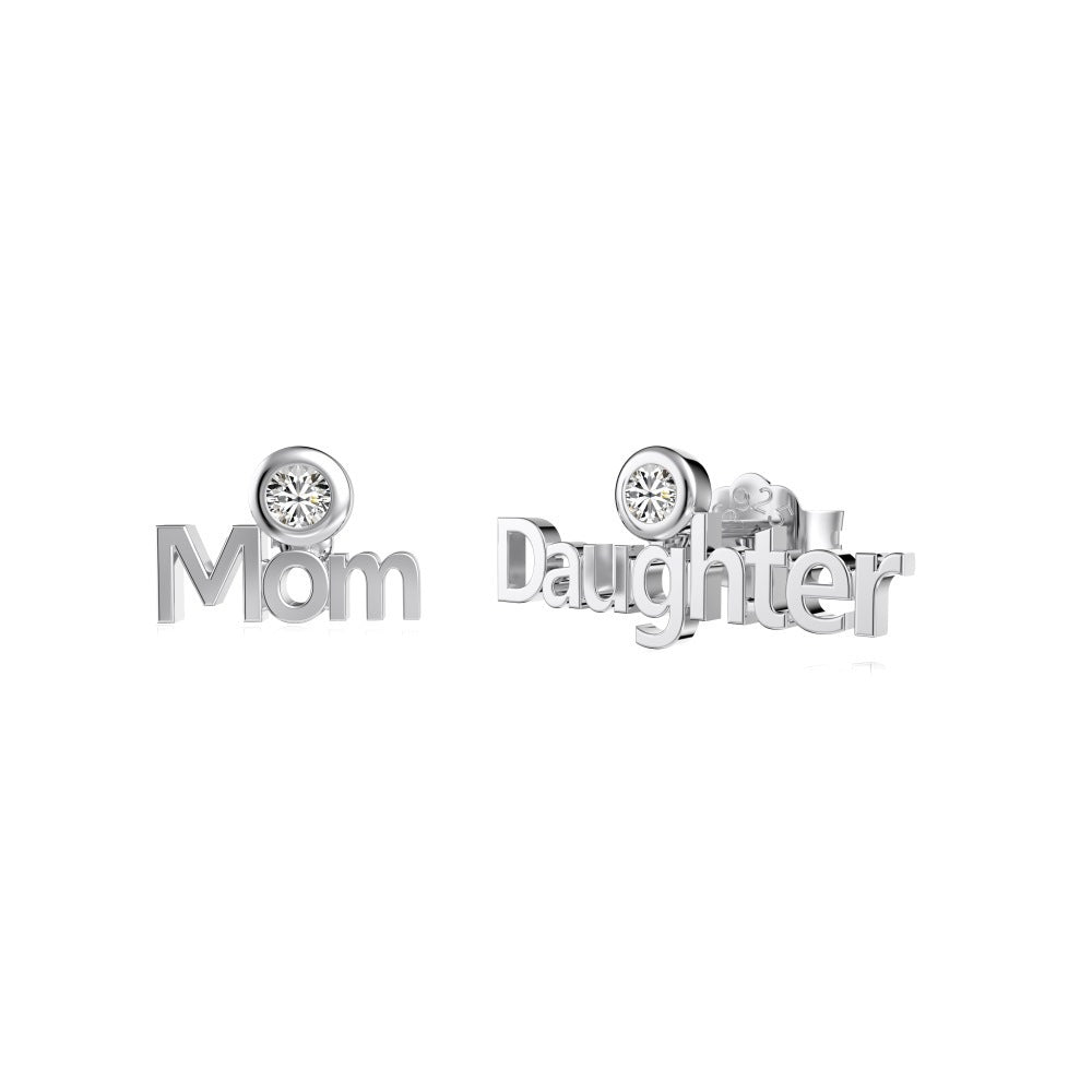 Mom Daughter Letter Earrings