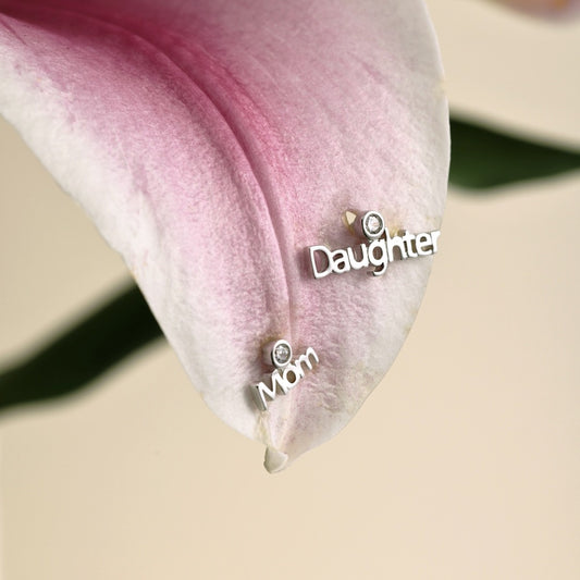 Mom Daughter Letter Earrings