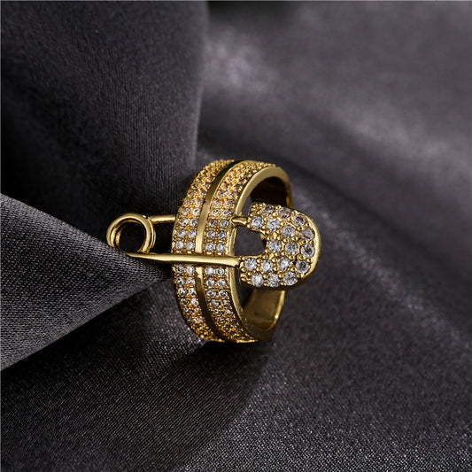 Zircon Paper Clip Geometric Ring