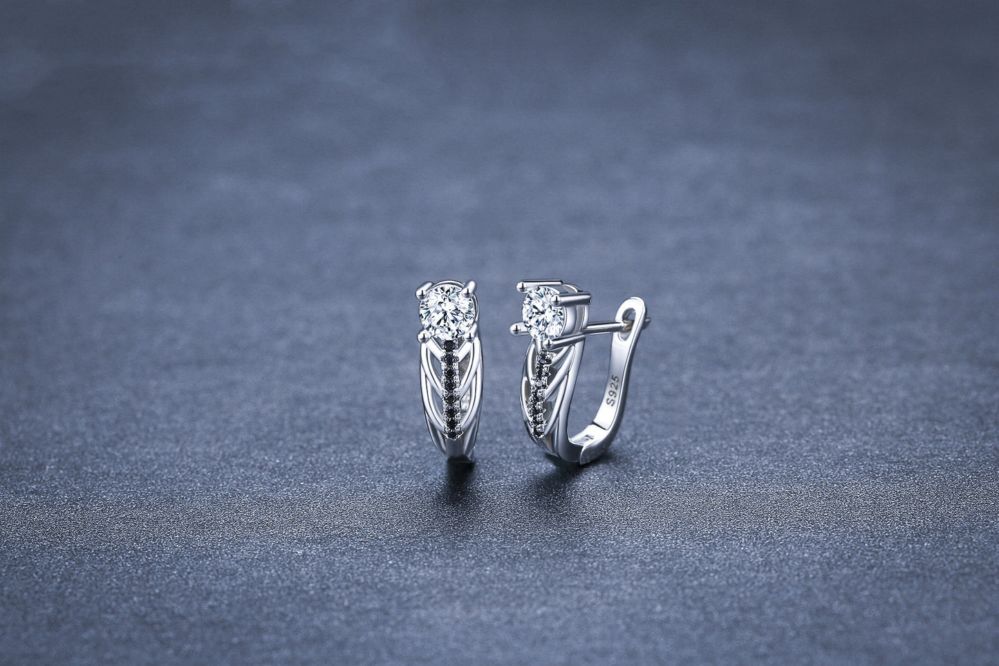 Individual Single Row Hollow Zircon Earrings