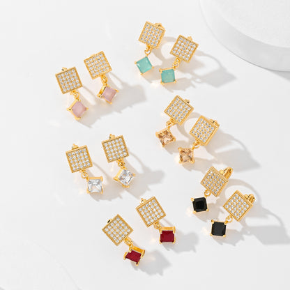 Square Fashion Zircon Earrings