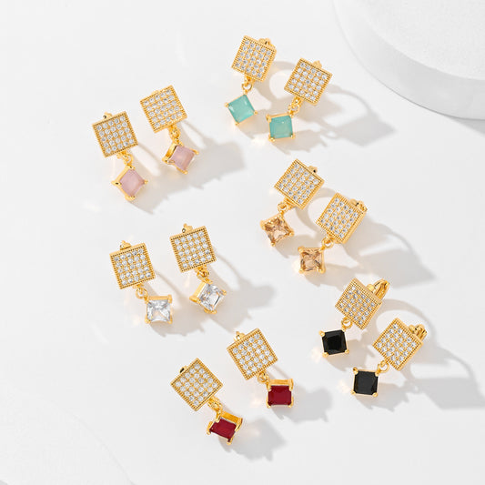 Square Fashion Zircon Earrings