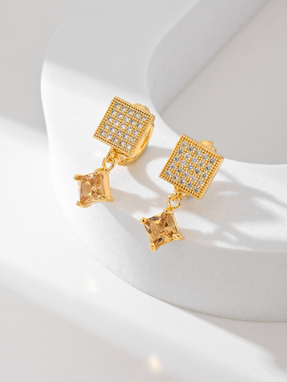 Square Fashion Zircon Earrings
