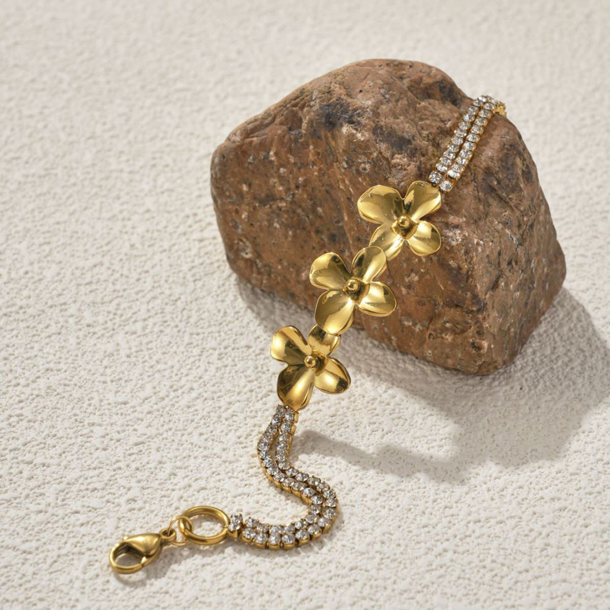 Gold Plated Stainless Steel Flower Bracelet