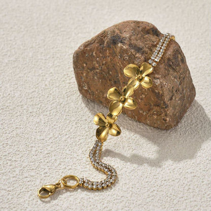Gold Plated Stainless Steel Flower Bracelet