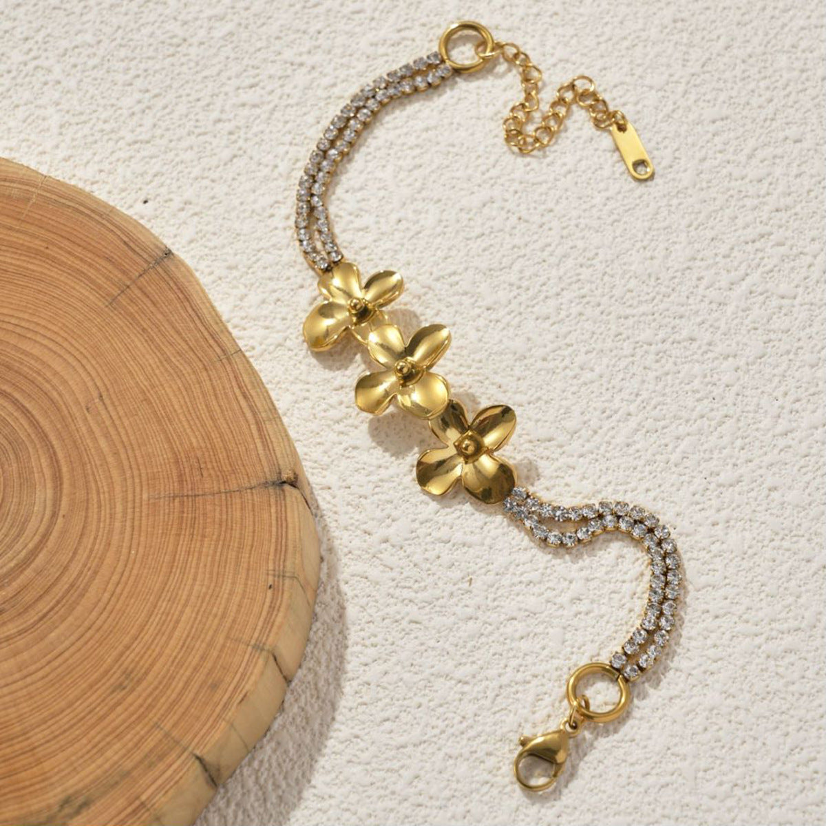 Gold Plated Stainless Steel Flower Bracelet