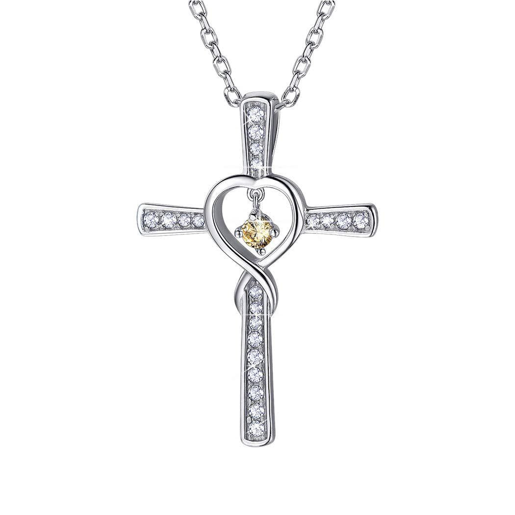 Christian Cross Birthstone Crystal Pendant