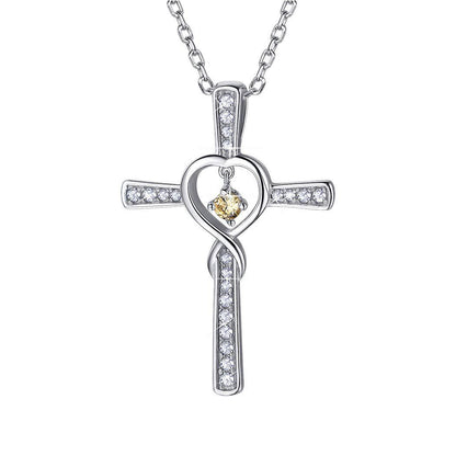 Christian Cross Birthstone Crystal Pendant