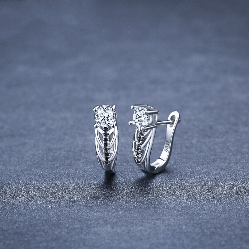 Individual Single Row Hollow Zircon Earrings