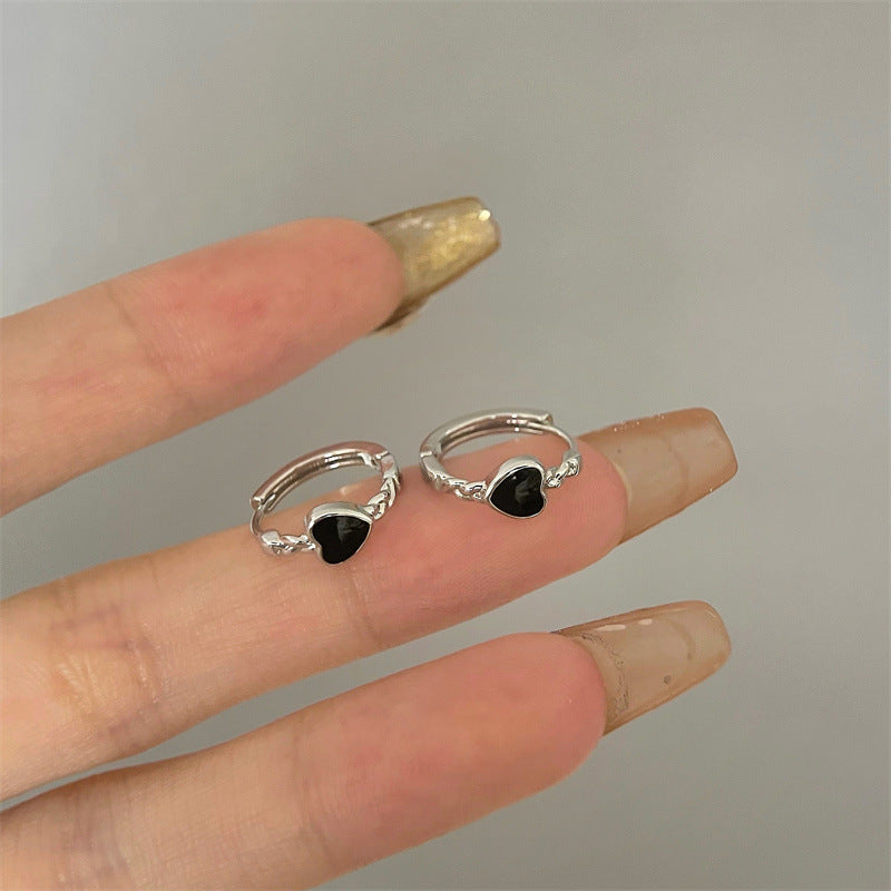 Black Love Heart Earrings
