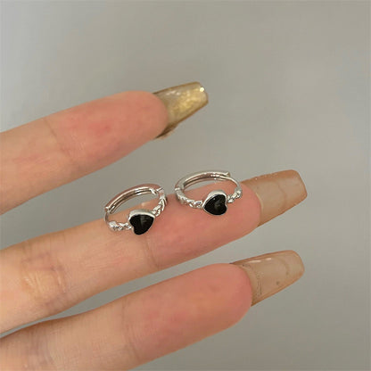 Black Love Heart Earrings
