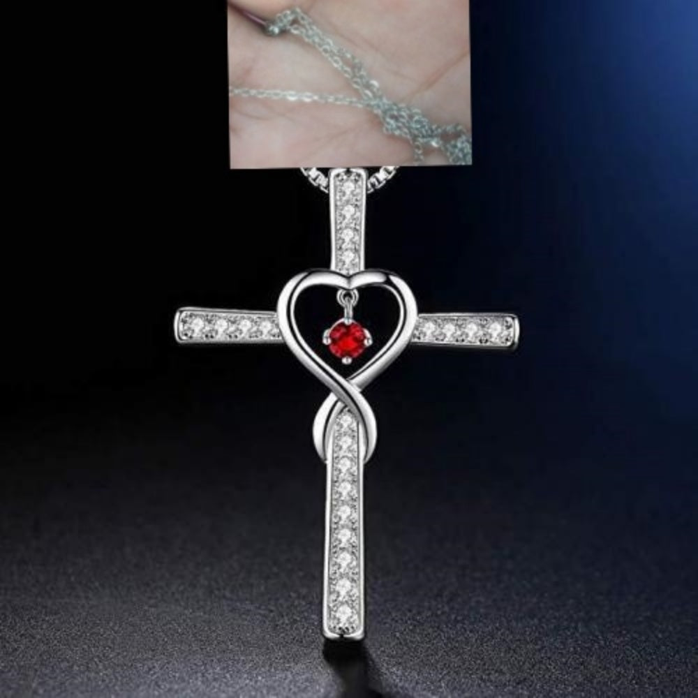 Christian Cross Birthstone Crystal Pendant