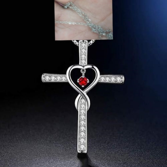 Christian Cross Birthstone Crystal Pendant