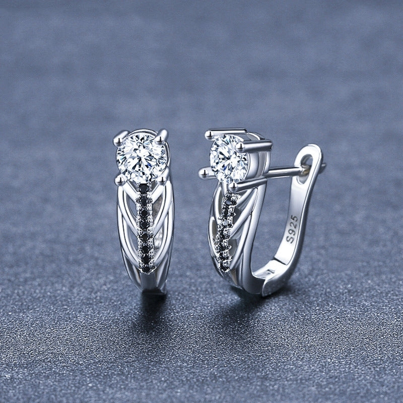 Individual Single Row Hollow Zircon Earrings