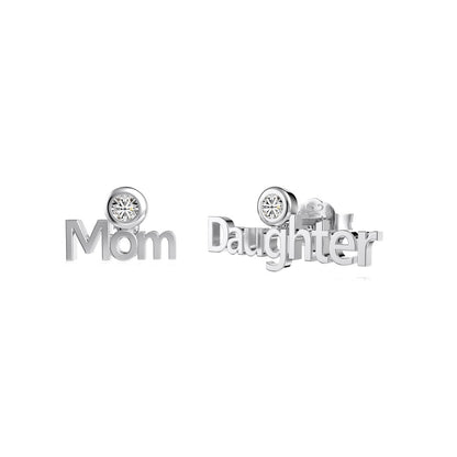 Mom Daughter Letter Earrings