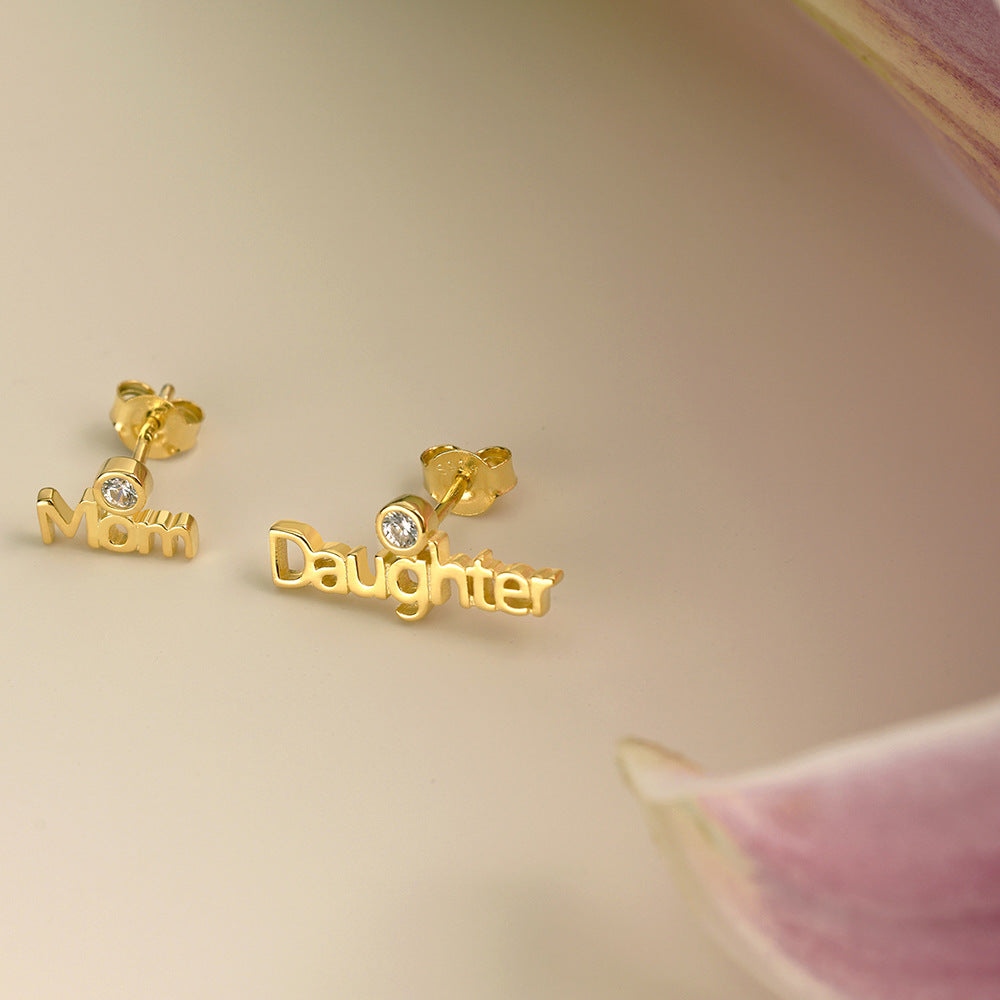 Mom Daughter Letter Earrings
