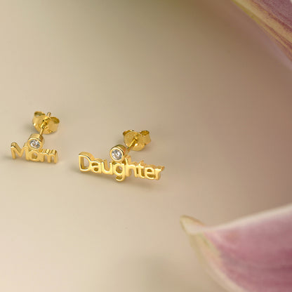 Mom Daughter Letter Earrings