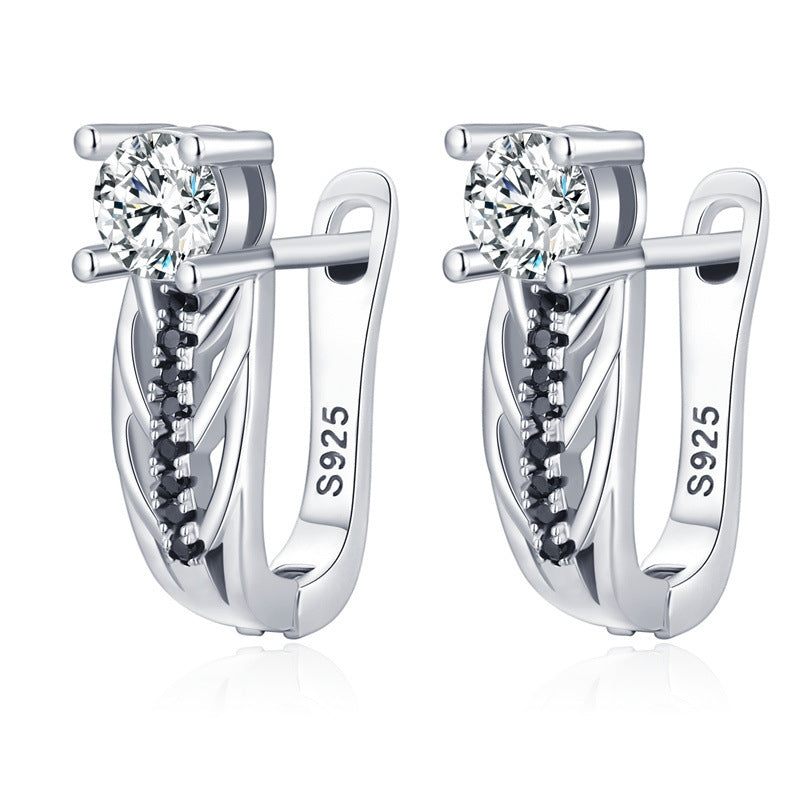 Individual Single Row Hollow Zircon Earrings
