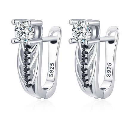 Individual Single Row Hollow Zircon Earrings