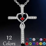 Christian Cross Birthstone Crystal Pendant