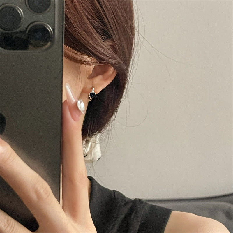 Black Love Heart Earrings
