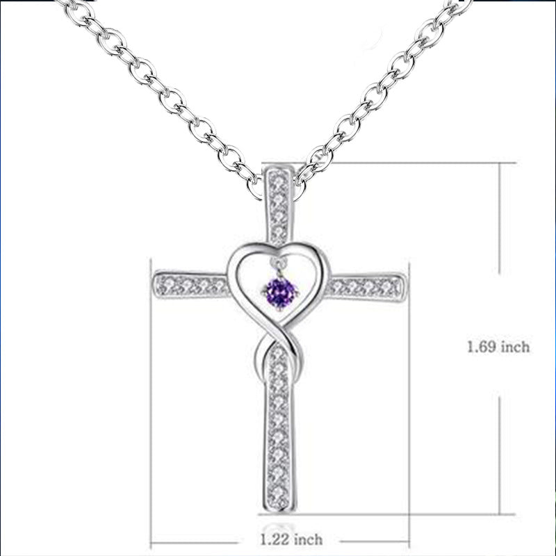 Christian Cross Birthstone Crystal Pendant