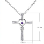 Christian Cross Birthstone Crystal Pendant