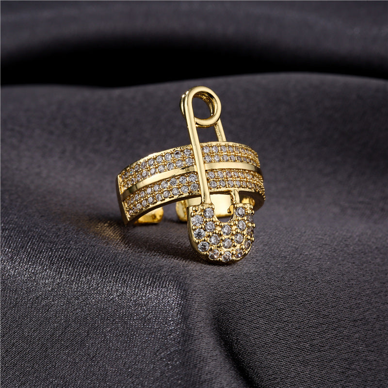 Zircon Paper Clip Geometric Ring