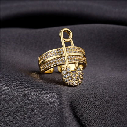Zircon Paper Clip Geometric Ring