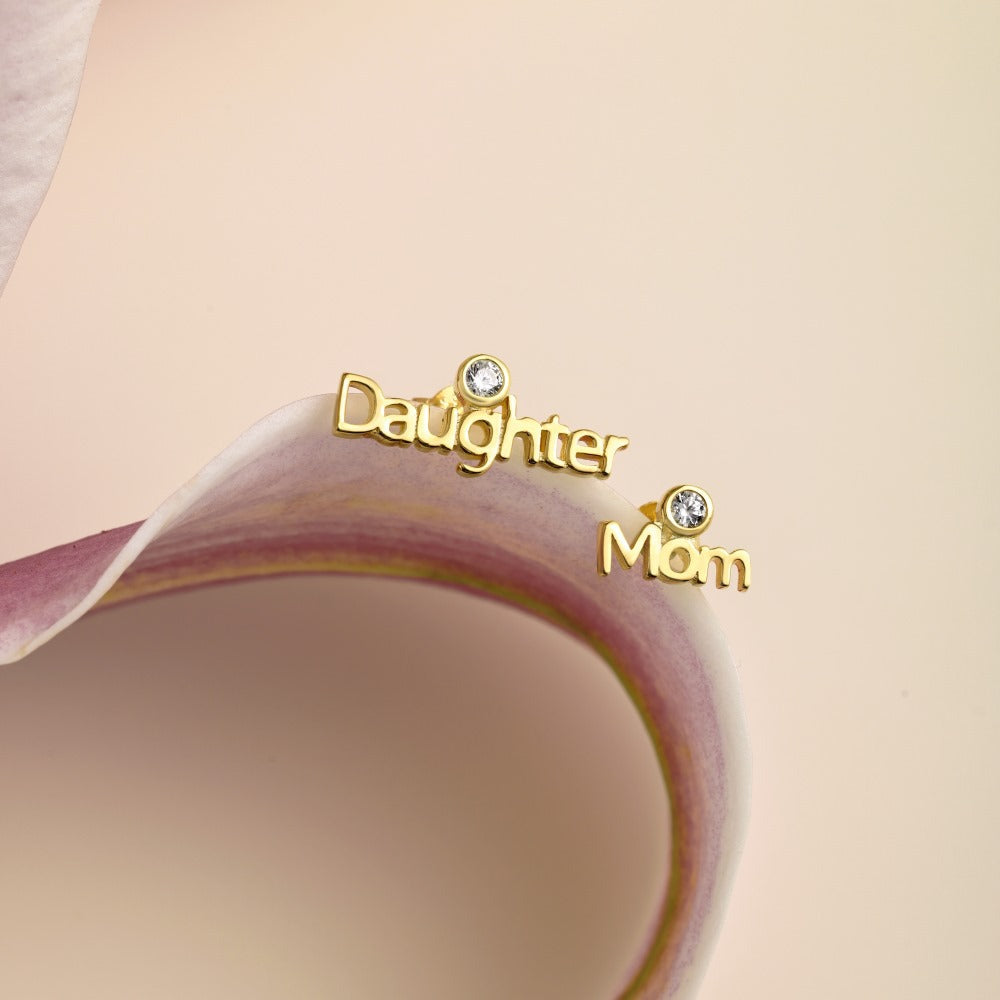 Mom Daughter Letter Earrings