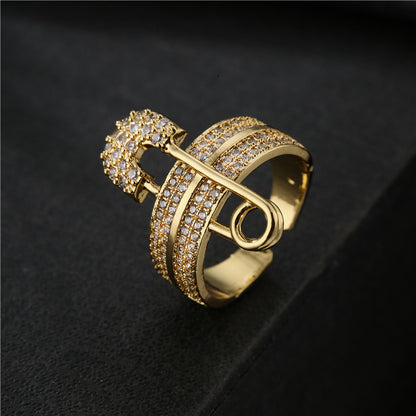 Zircon Paper Clip Geometric Ring