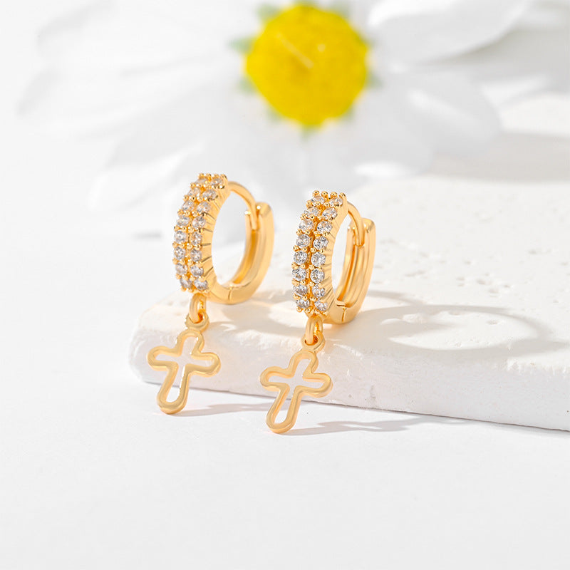 Ornament Cross Earrings