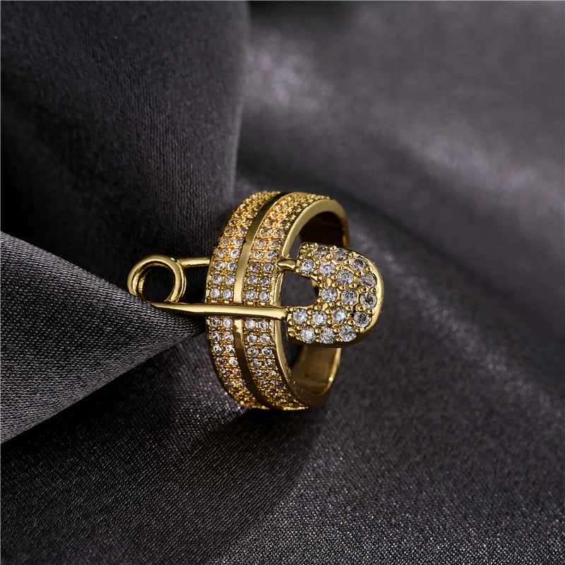 Zircon Paper Clip Geometric Ring