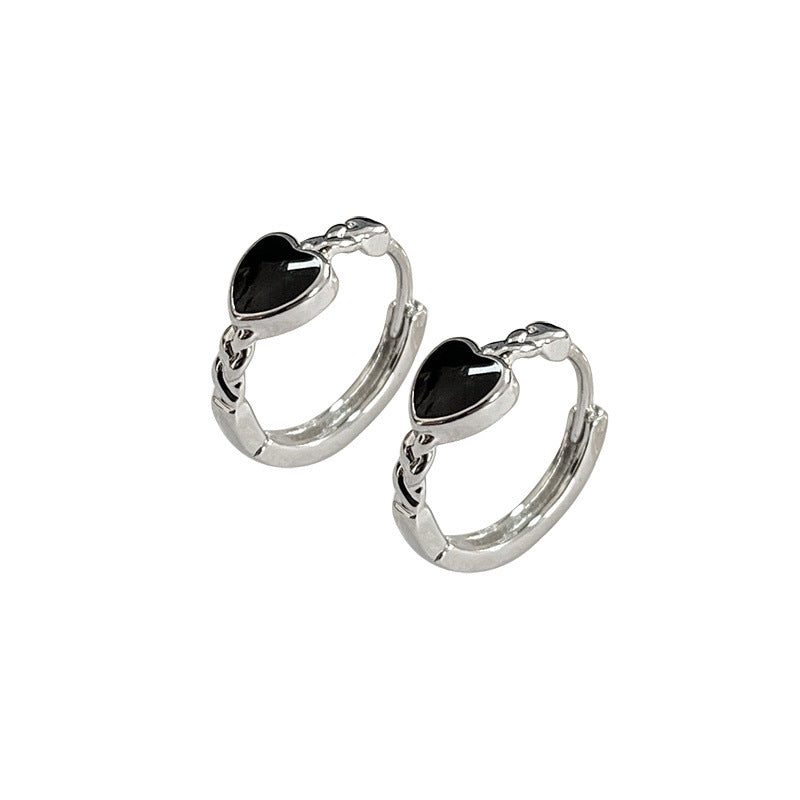 Black Love Heart Earrings