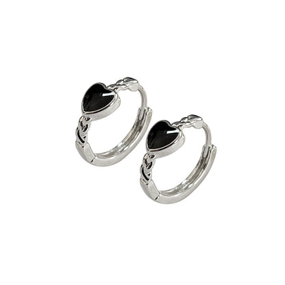 Black Love Heart Earrings